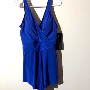 Miraclesuit Rebecca Romper Swimsuit-NWT-Size 16 Plus-Royal Blue